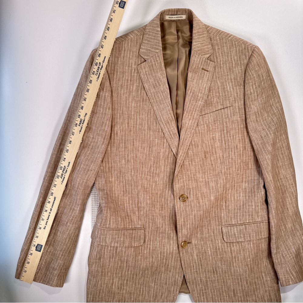 Lauren Ralph Lauren Linen Pinstripe Sport Coat Mens M Tan Coastal Quiet Luxury - Picture 11 of 13
